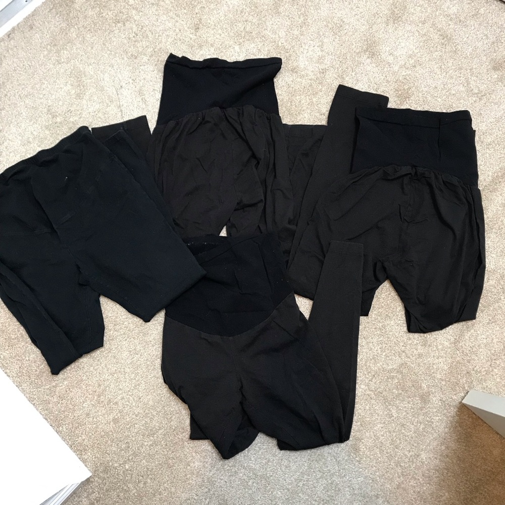 Black full panel maternity leggings